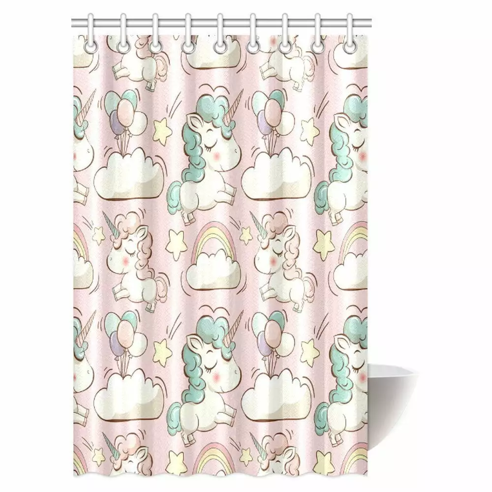Unicorn Home Decor Shower Curtain Magic Unicorn Fantasy Cloud Rainbow 48x72in Mypop