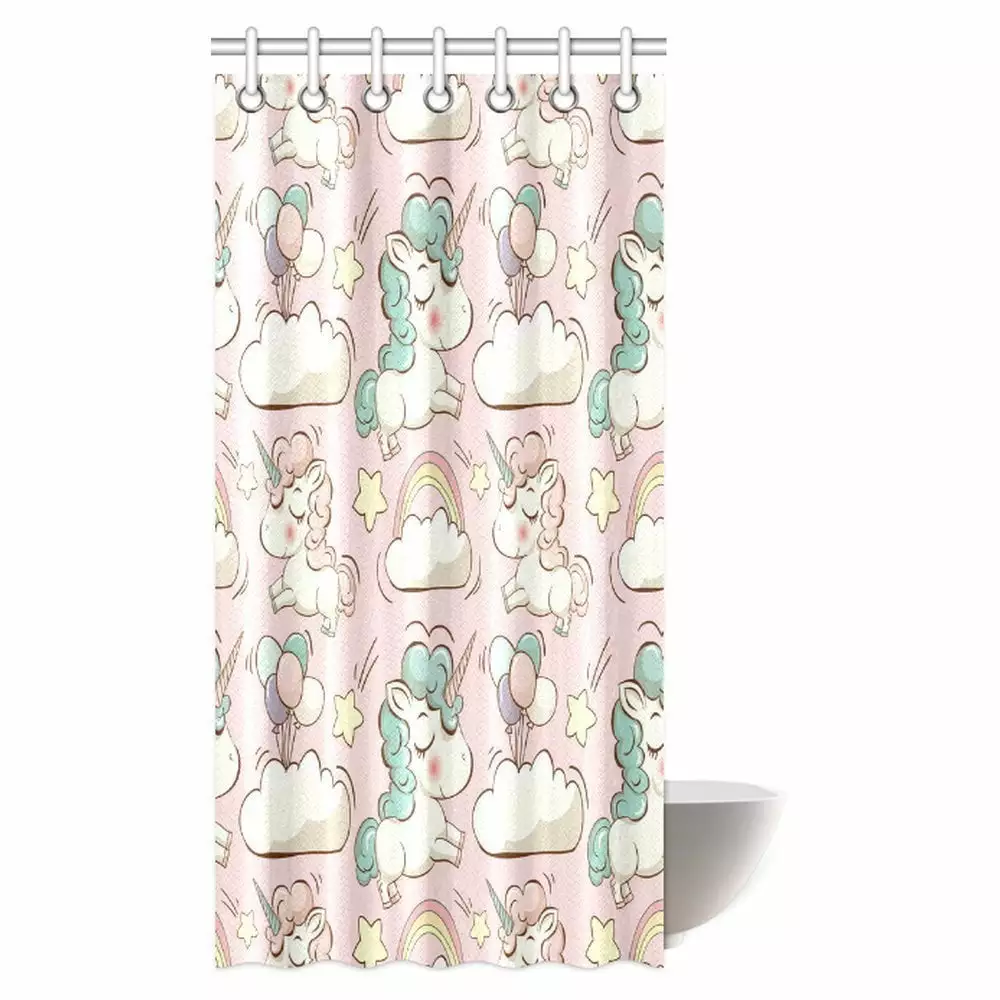 Unicorn Home Decor Shower Curtain Magic Unicorn Fantasy Cloud Rainbow 36x72in Mypop