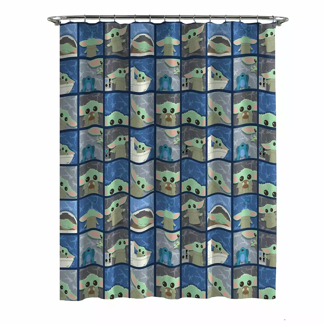 Baby Yoda 13-Piece Kids Shower Curtain and Hook Set 72 x 72 Microfiber Green Star Wars
