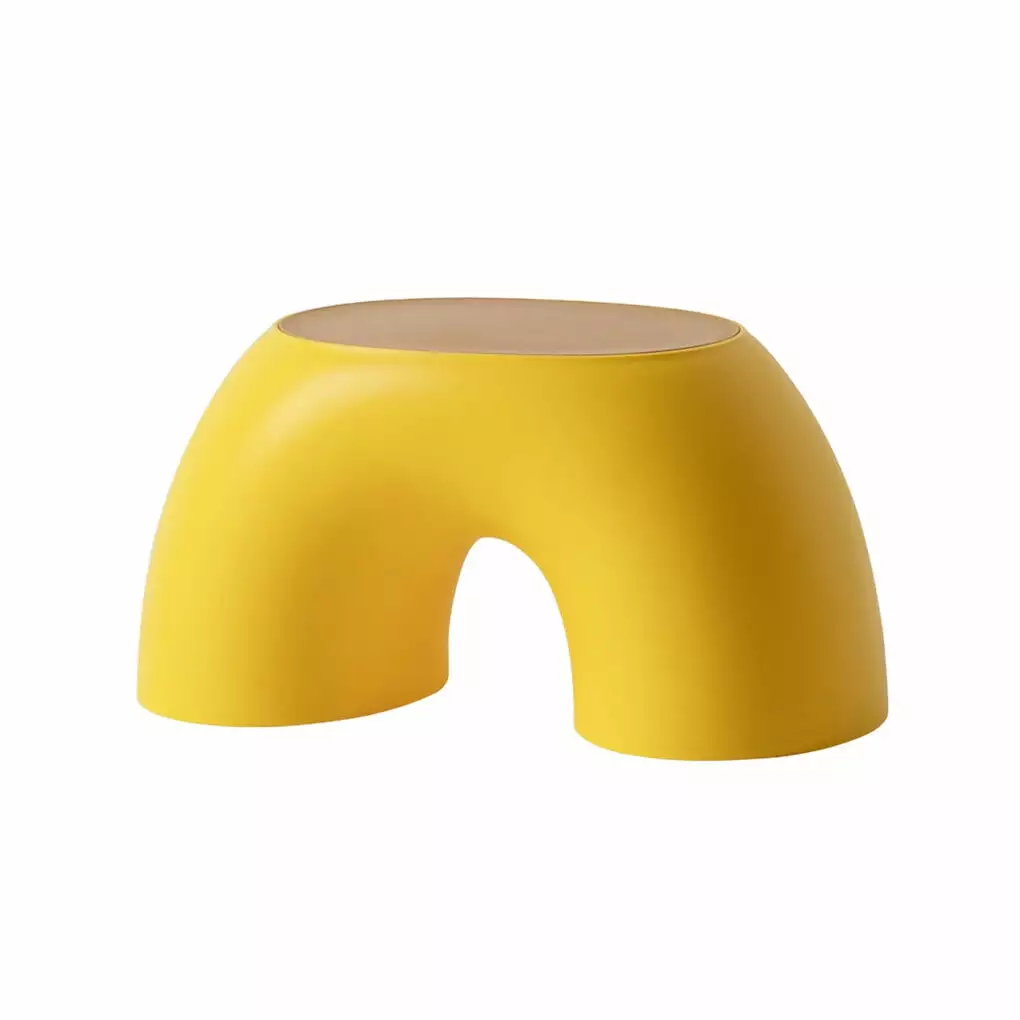 Children Stool Plastic Rainbow Shape Footstool Protectty Kids Step Stool Seat Living Room Yellow Hi.FANCY