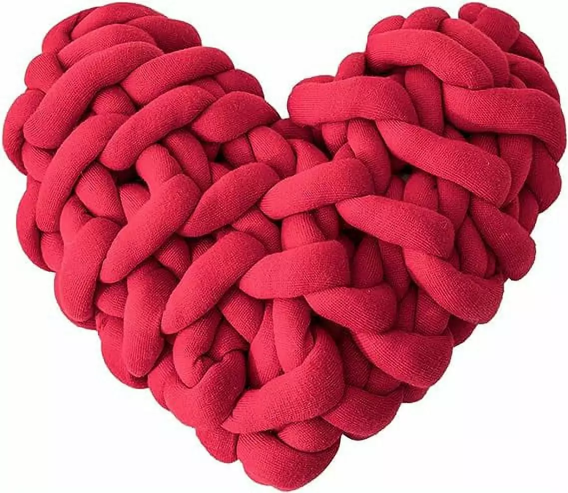 Nvzi Heart Shaped Love Knot Throw Pillow Cute Soft Decorative Cushion Kids Friends Children Girls Valentine's Day Red 11x10