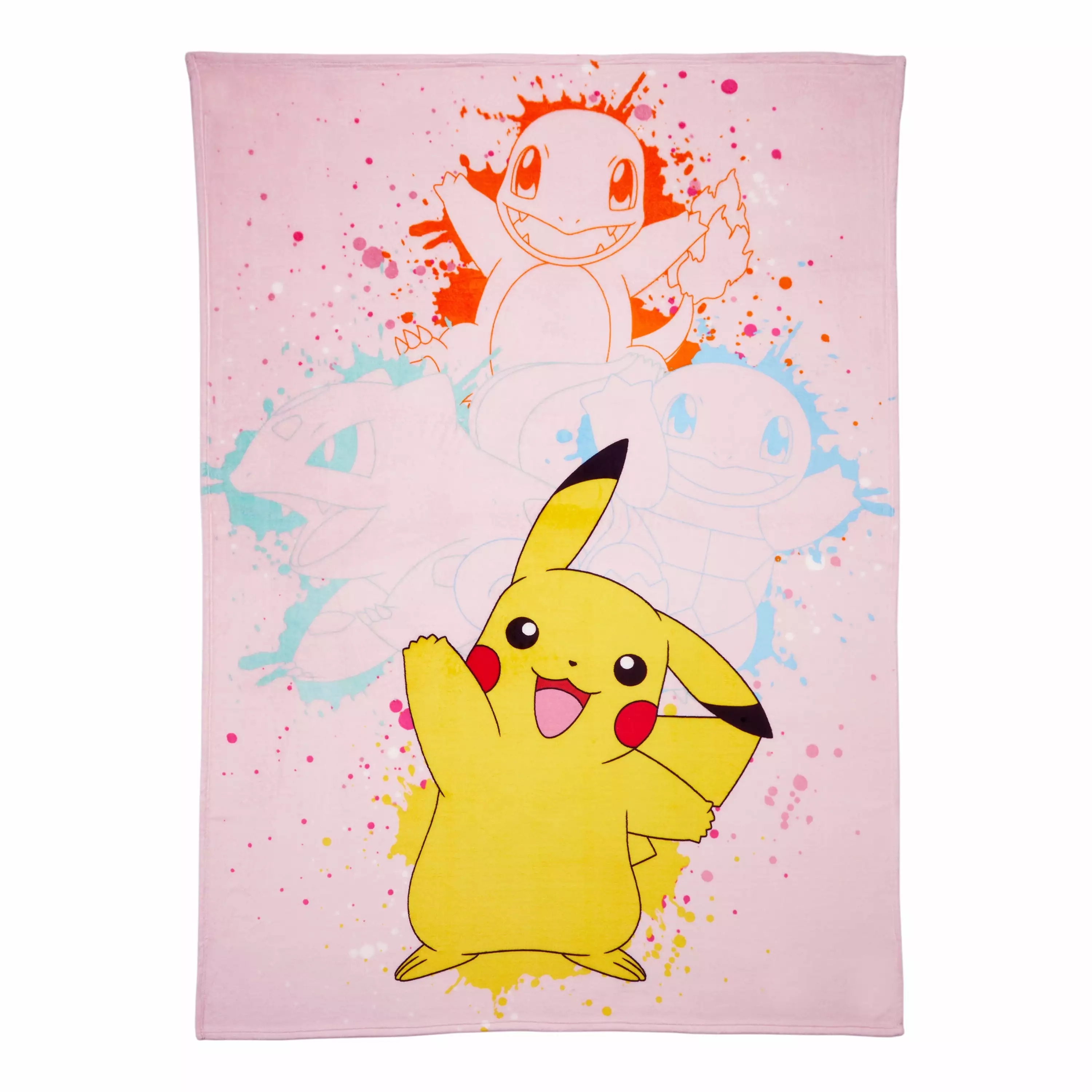 Pokemon Kids Plush Blanket Twin Full Size 62x90 Pink