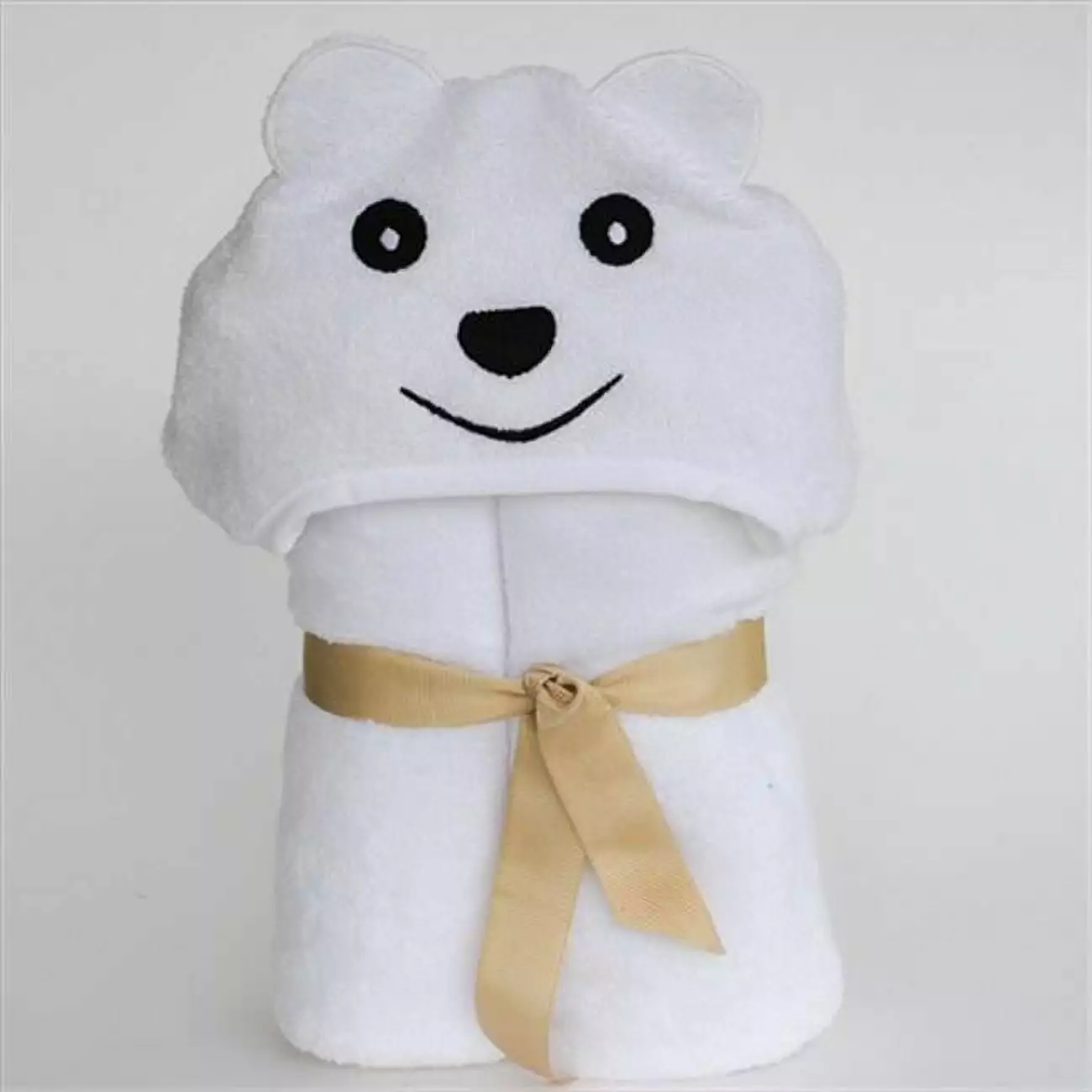 Little Ashkim Bamboo Turkish Hooded Towel Kids 2T-5T - Soft White Bear Bath Wrap