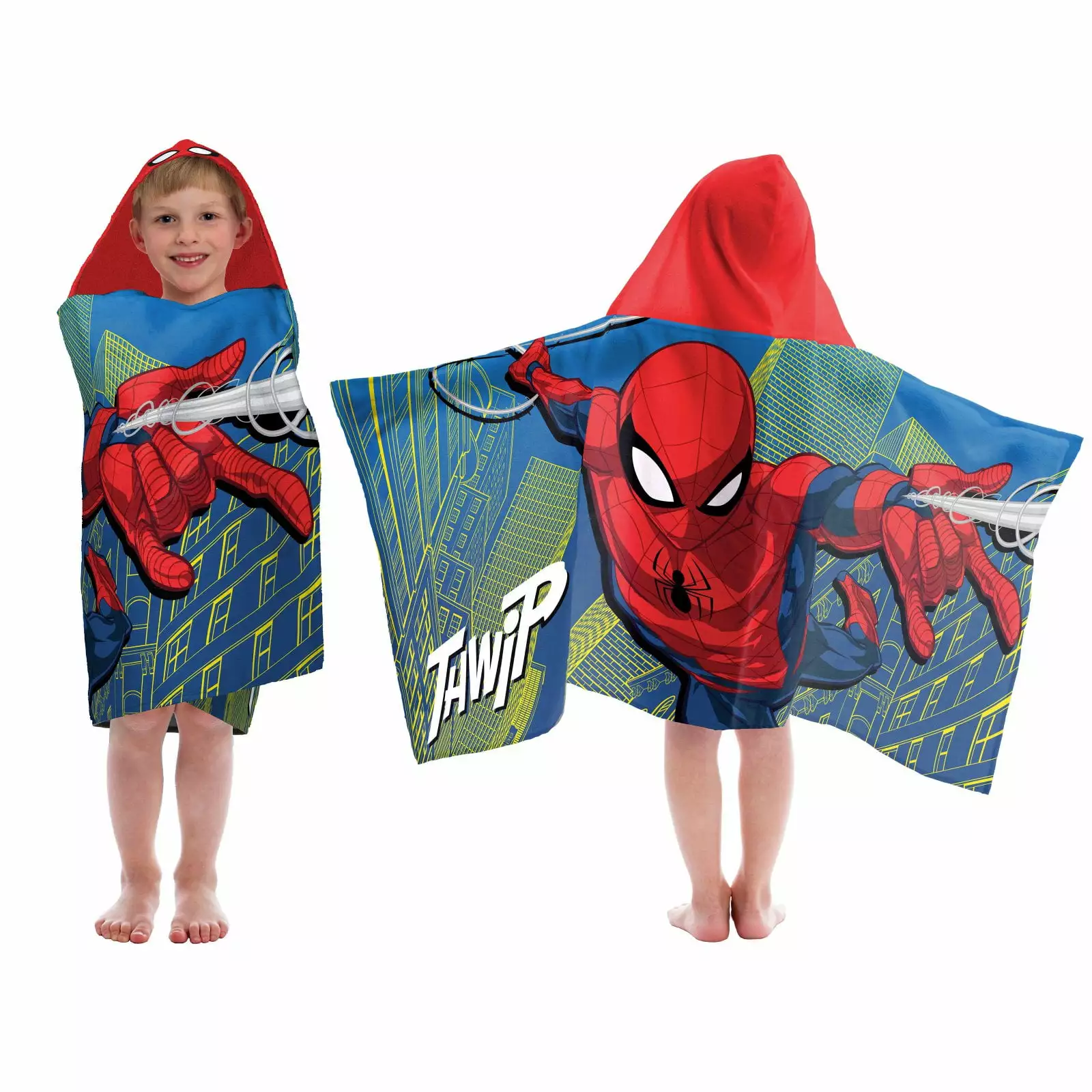 Marvel Spider Man Thwip Hooded Towel 100% Cotton Kids Superhero Bath Towel