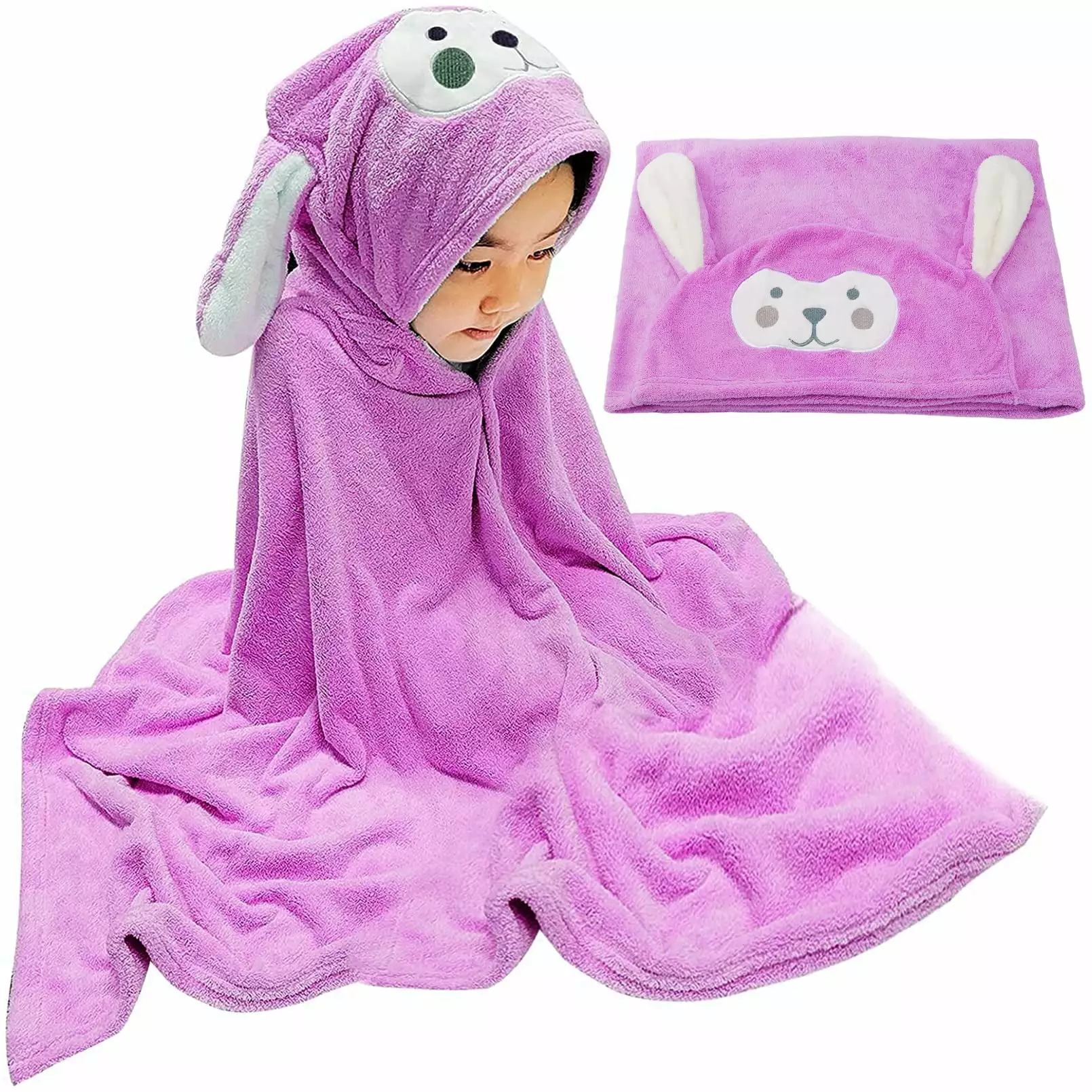 Luxury Hooded Towel Kids 28x55 Inch Large Size Ultra Soft Hooded Towel Wrap Boys Girls Visen