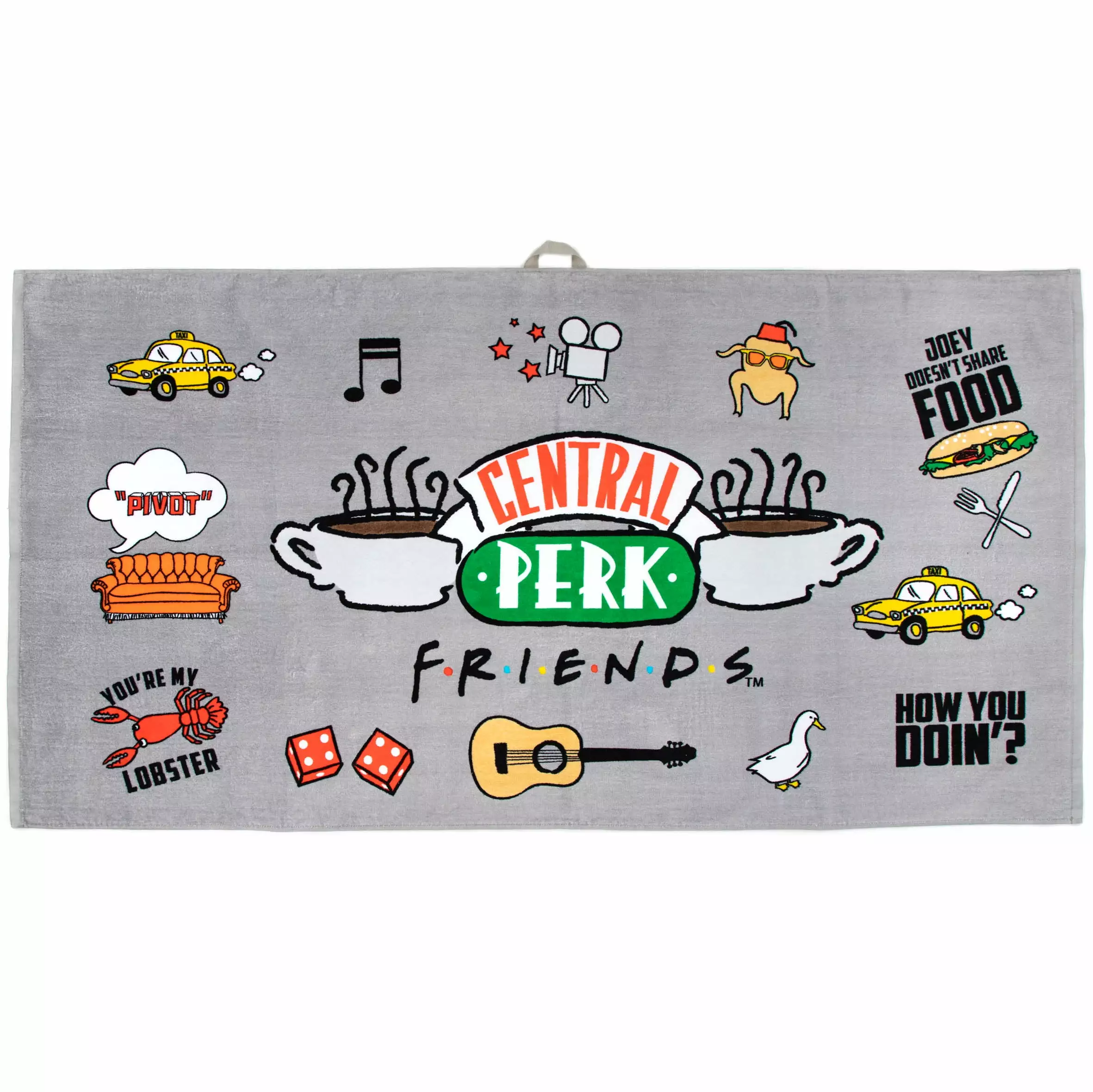 Friends Oversized Kids Cotton Towel Hanging Loop - Warner Bros Gray Warner Bros.