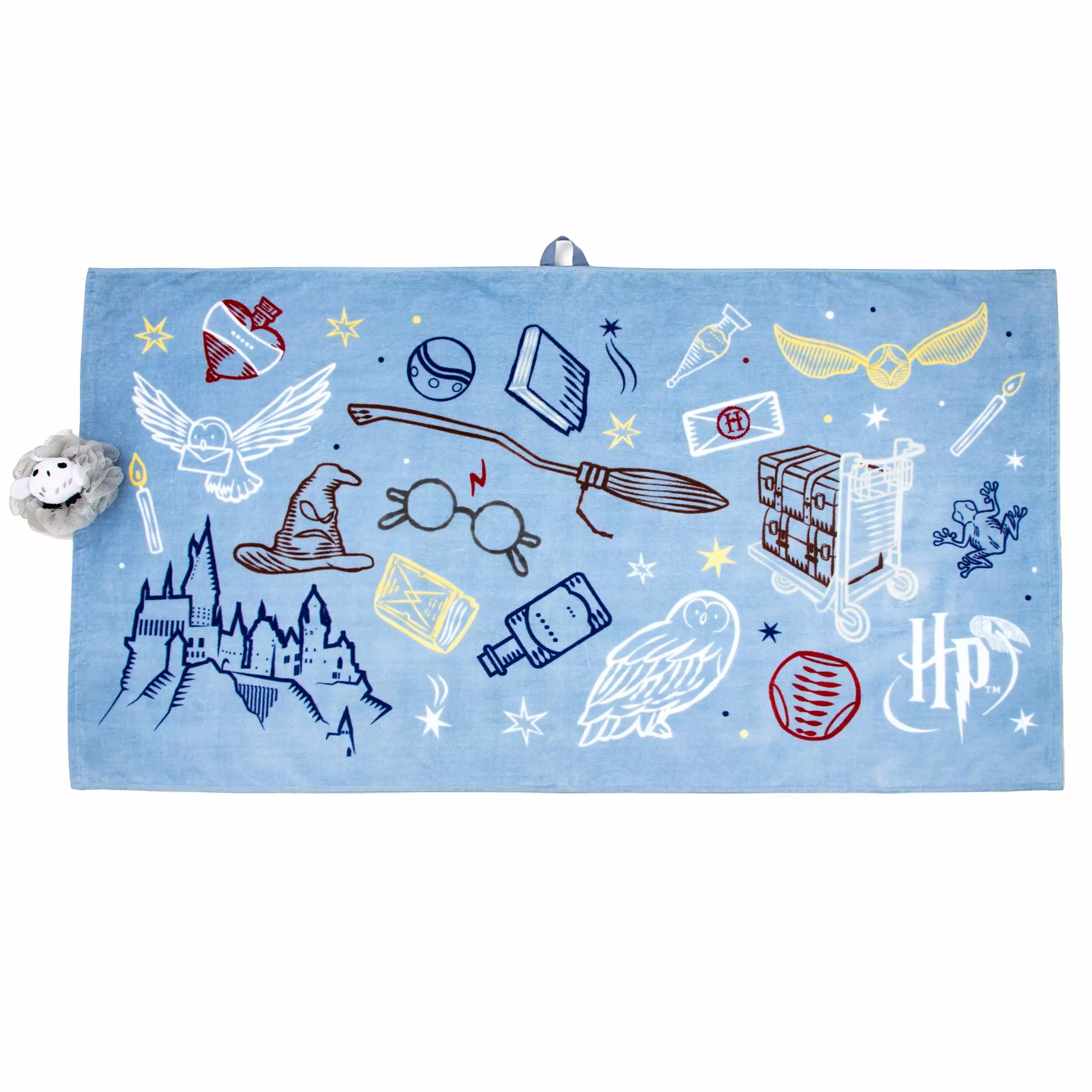 Harry Potter Oversized Kids 100% Cotton Towel and Character Loofah Set Gray Warner Bros Warner Bros.