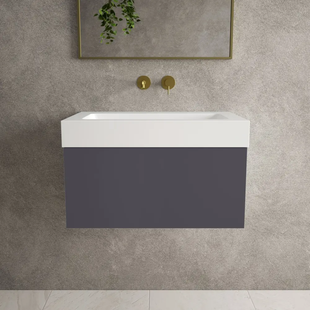 Raffinata One Drawer Vanity Unit Beyondstone BLOC Basin - Matt Graphite 700mm