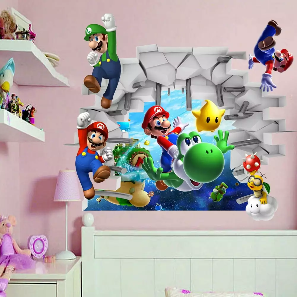 Cartoon Super Mario Bros Vinyl Art Wall Stickers Decals Kids Nursery Home Decor bebiullo