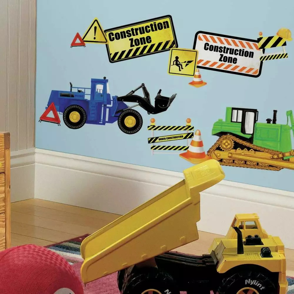 Construction Trucks Wall Decals Kids Room Nursery Bedroom Decor RoomMates