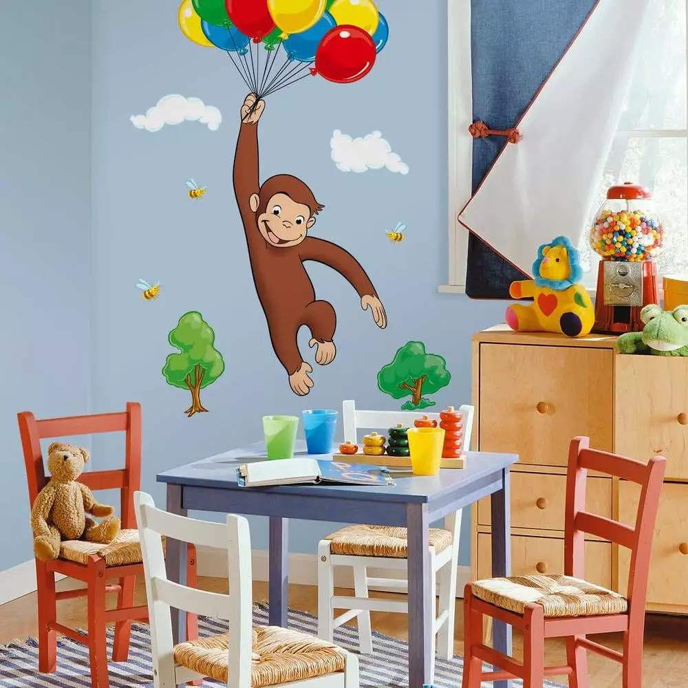Curious George Peel and Stick Giant Wall Decal Kids Room RoomMates