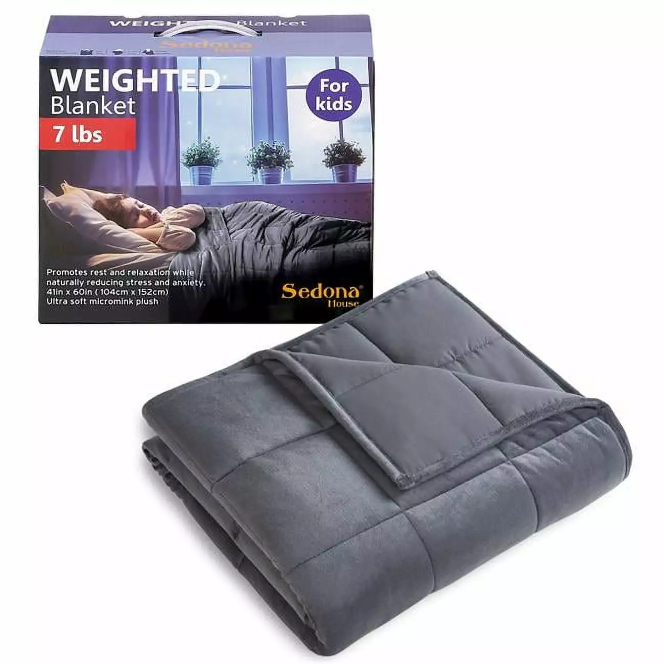 Sedona Weighted Kids Blanket 41x60 Reversible 7 lbs Dark Grey Sedona House