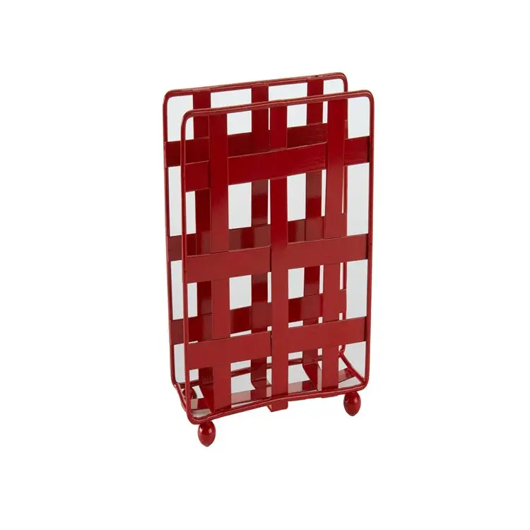 Metal Strap Red Napkin Holder