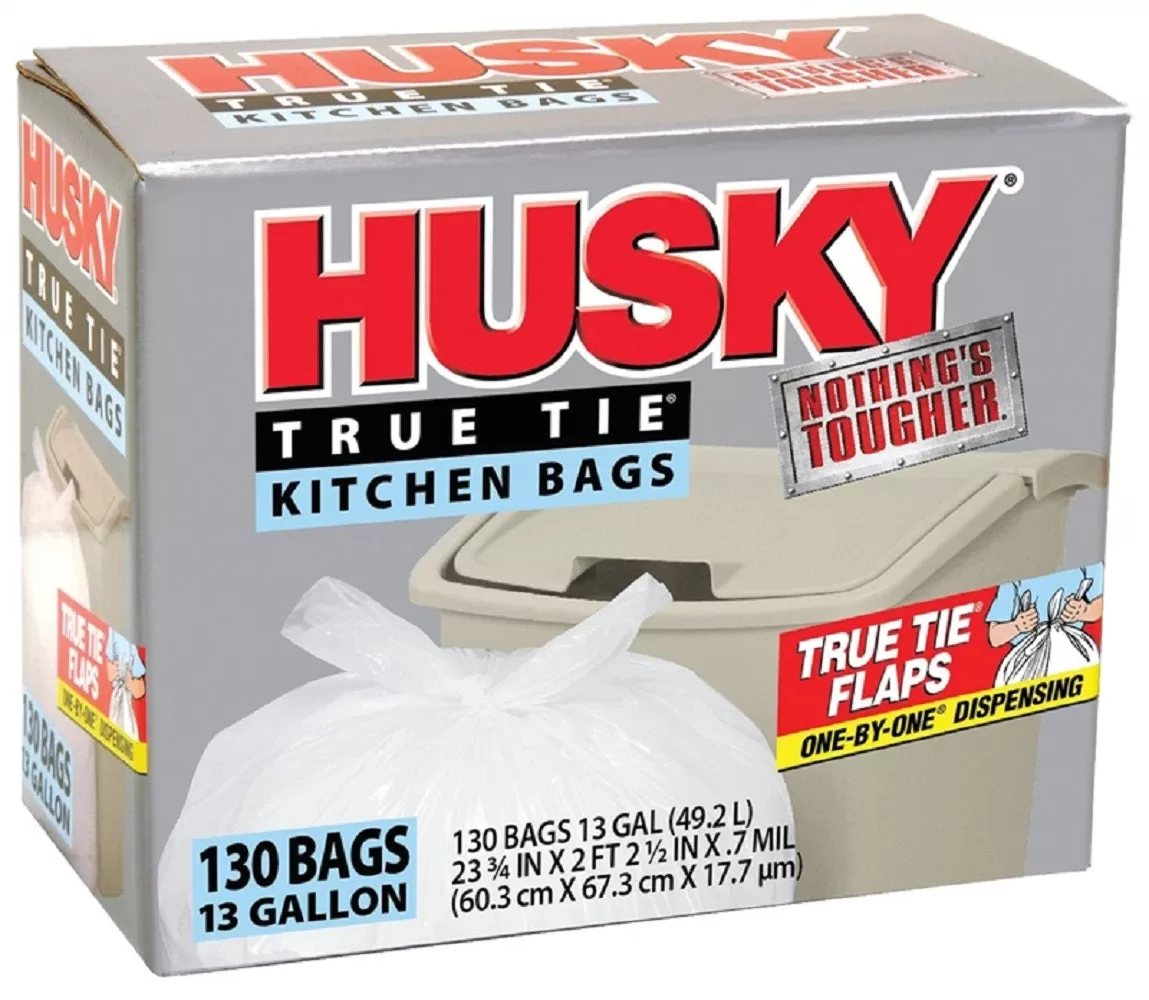 Husky Kitchen Trash Bag 13 Gallon Drawstring Strong and Durable