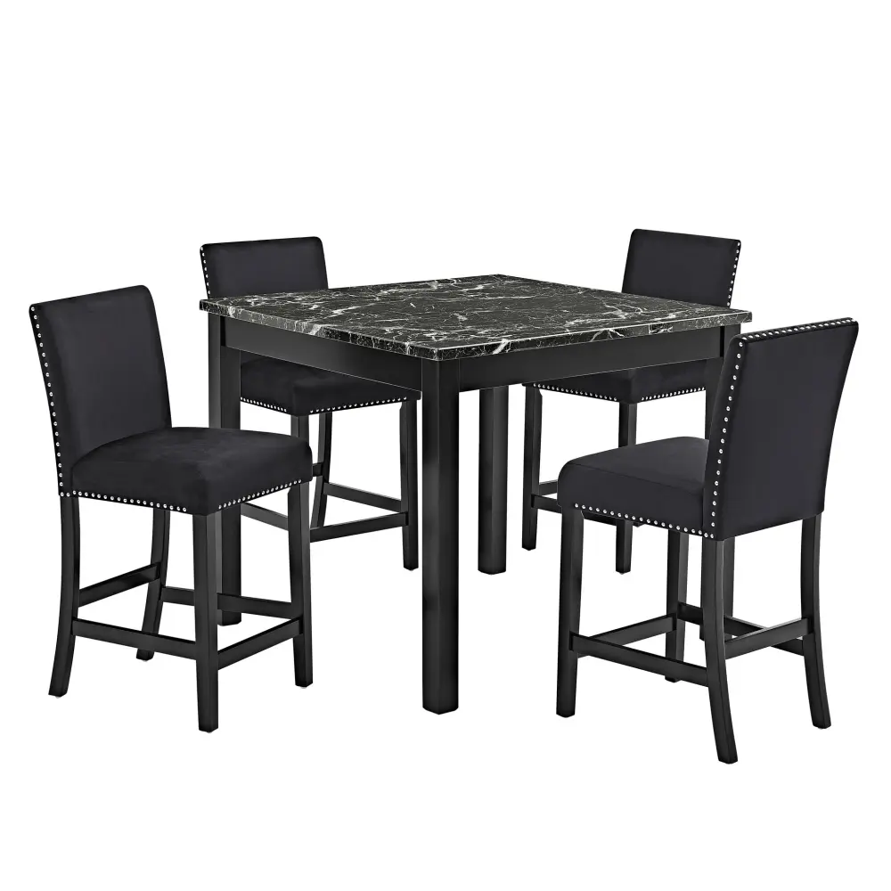 5 Piece Counter Height Dining Place Table And Upholstered Chairs