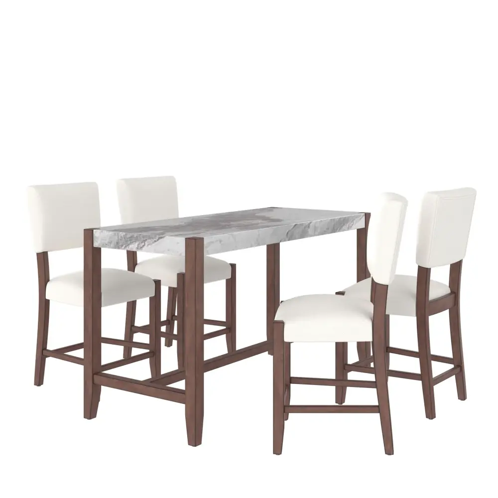 5 Piece Counter Height Dining Place 4 Upholstered Chairs