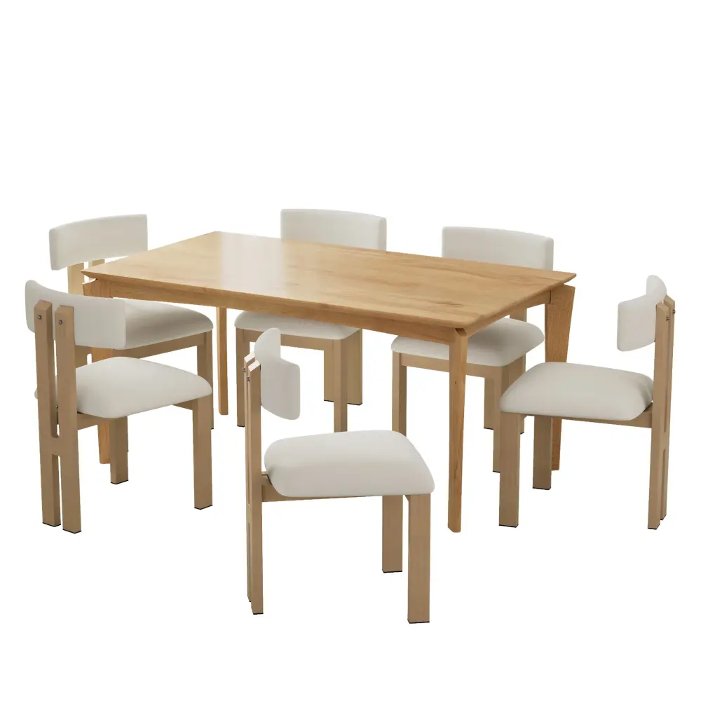 7 Piece Dining Place Upholstered Armless Chairs And Table