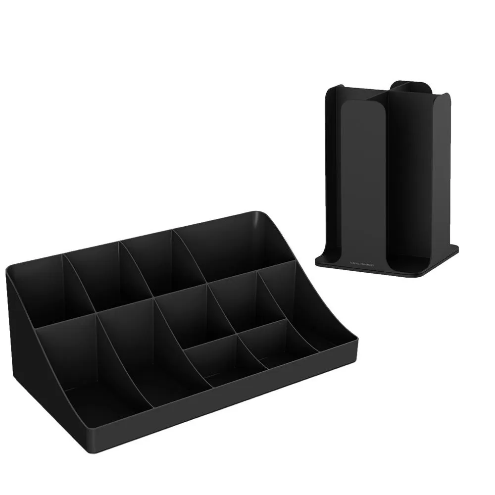 Mind Reader 15 Compartment Black Cup and Lid Organizer Coffee Condiment Storage