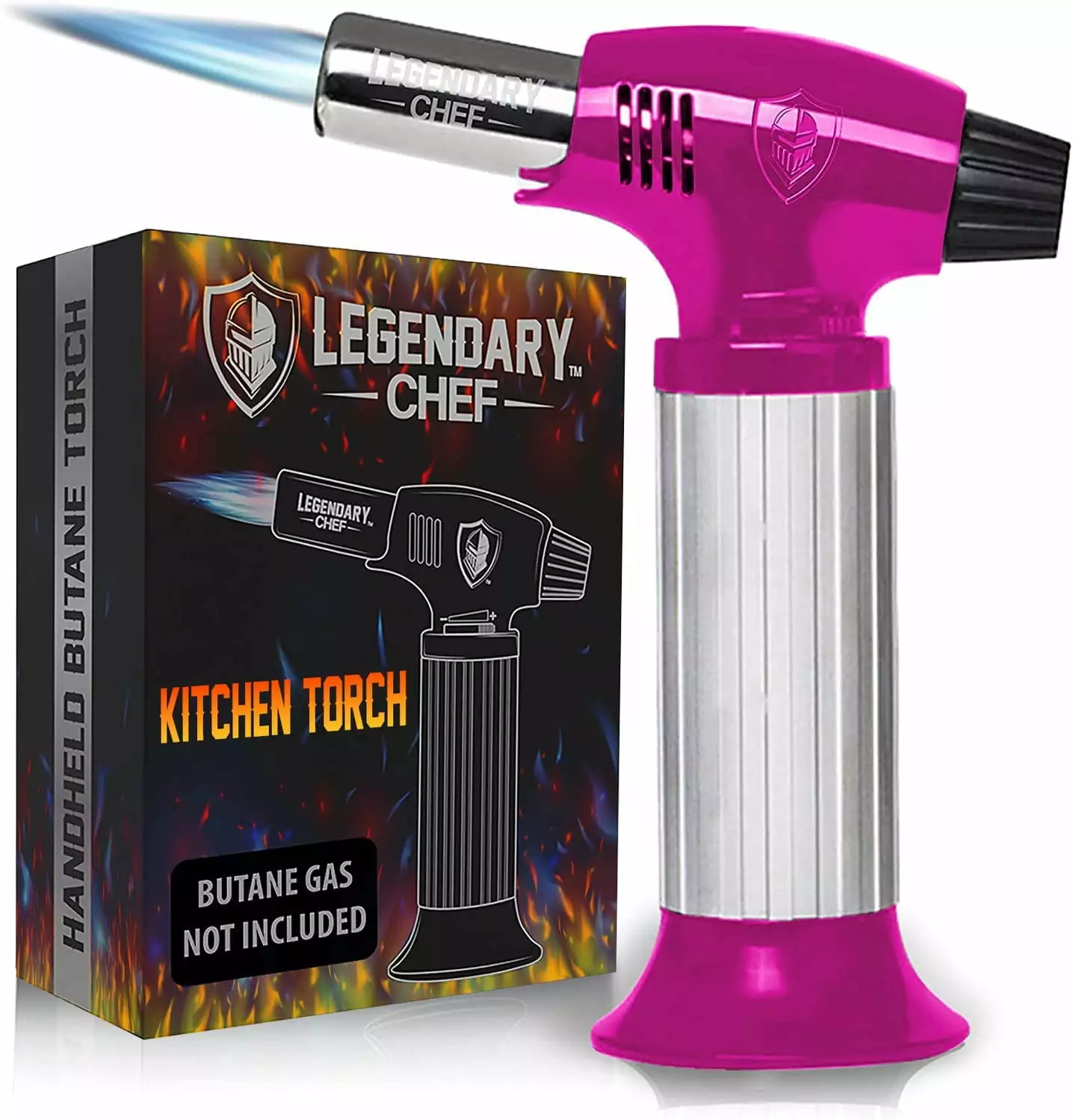 Pink Culinary Cooking Torch Creme Brulee Baking Desserts and Searing Adjustable Flame Butane Torch Lighter Legendary Chef