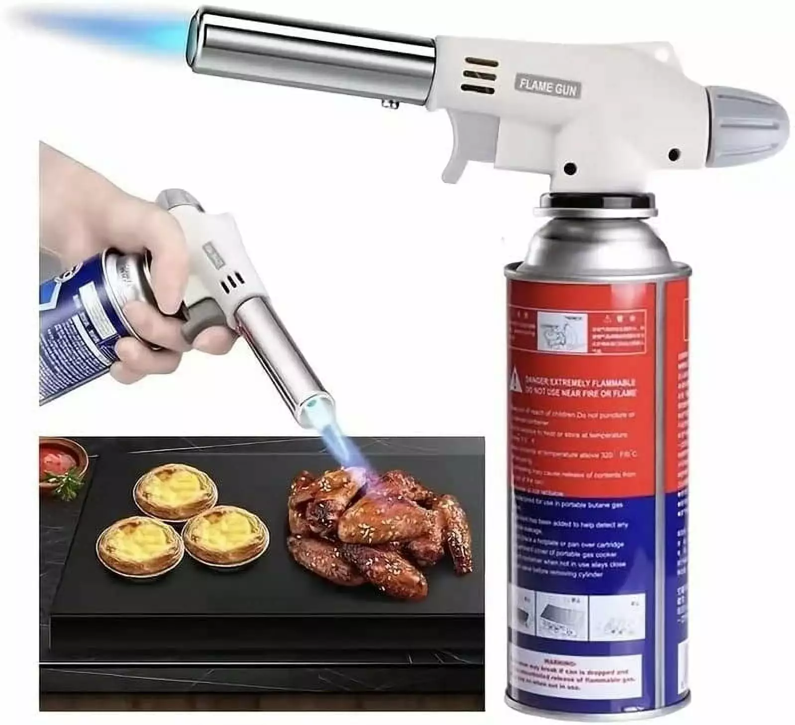 Professional Butane Torch Piezo Ignition Adjustable Flame Creme Brulee Sushi BBQ Baking National Standard