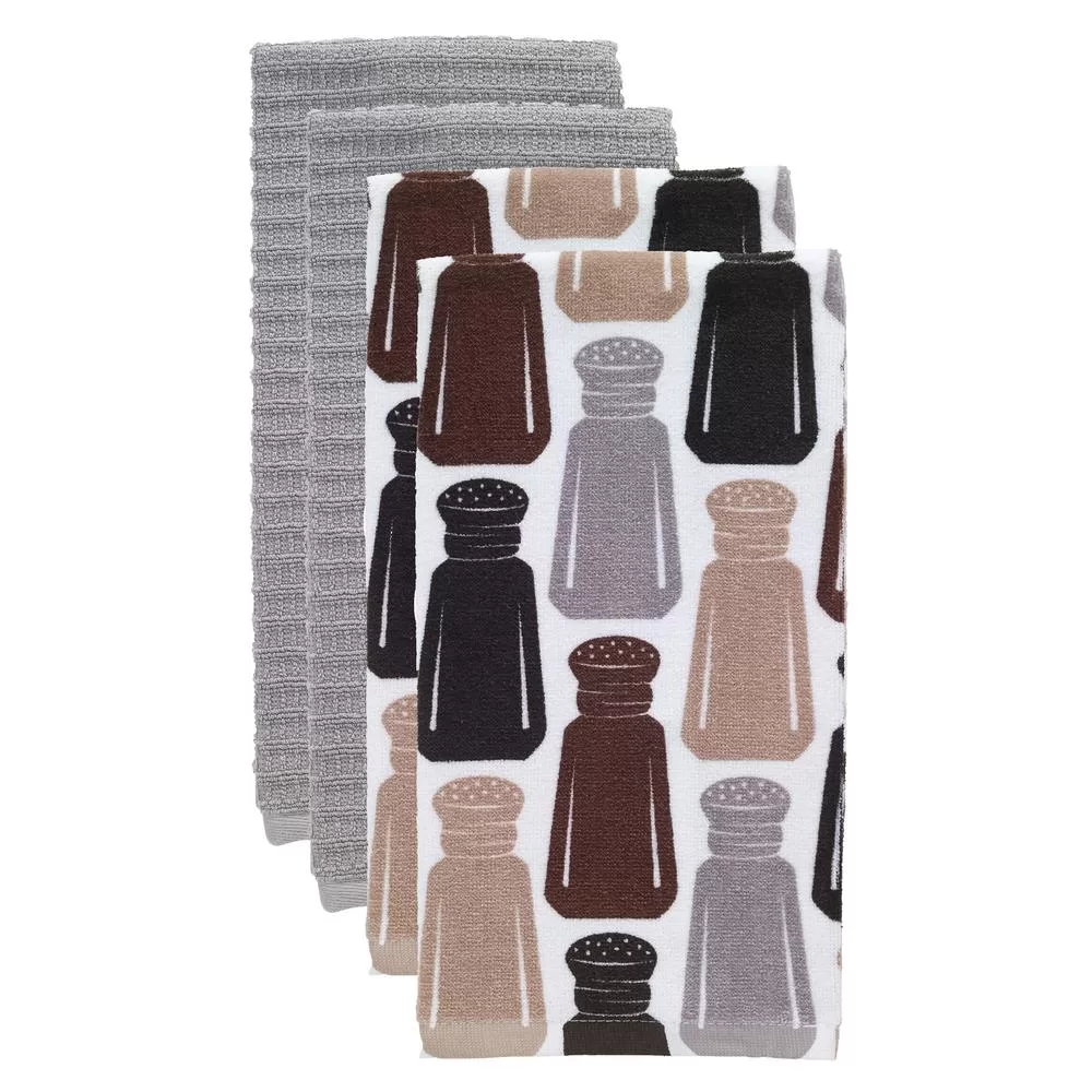 RITZ T-fal Multicolor Salt and Pepper Cotton Fiber Kitchen Dish Towel Set 4 Reactive Print Towels