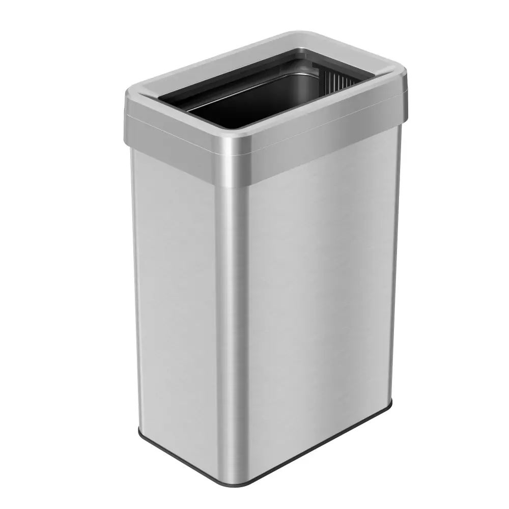 61 Liter / 16 Gallon Rectangular Open Top Stainless Steel Kitchen Trash Can Binary AbsorbX Odor Filters