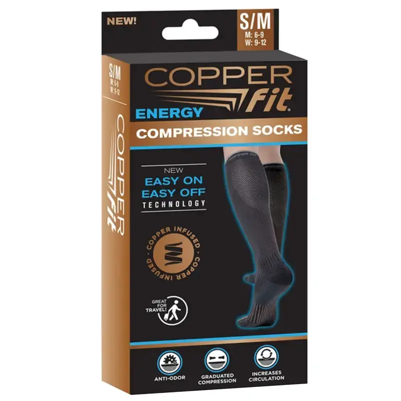 Copper Fit Freedom Black Compression Knee Sleeve 1 Pair - Pain Relief & Support