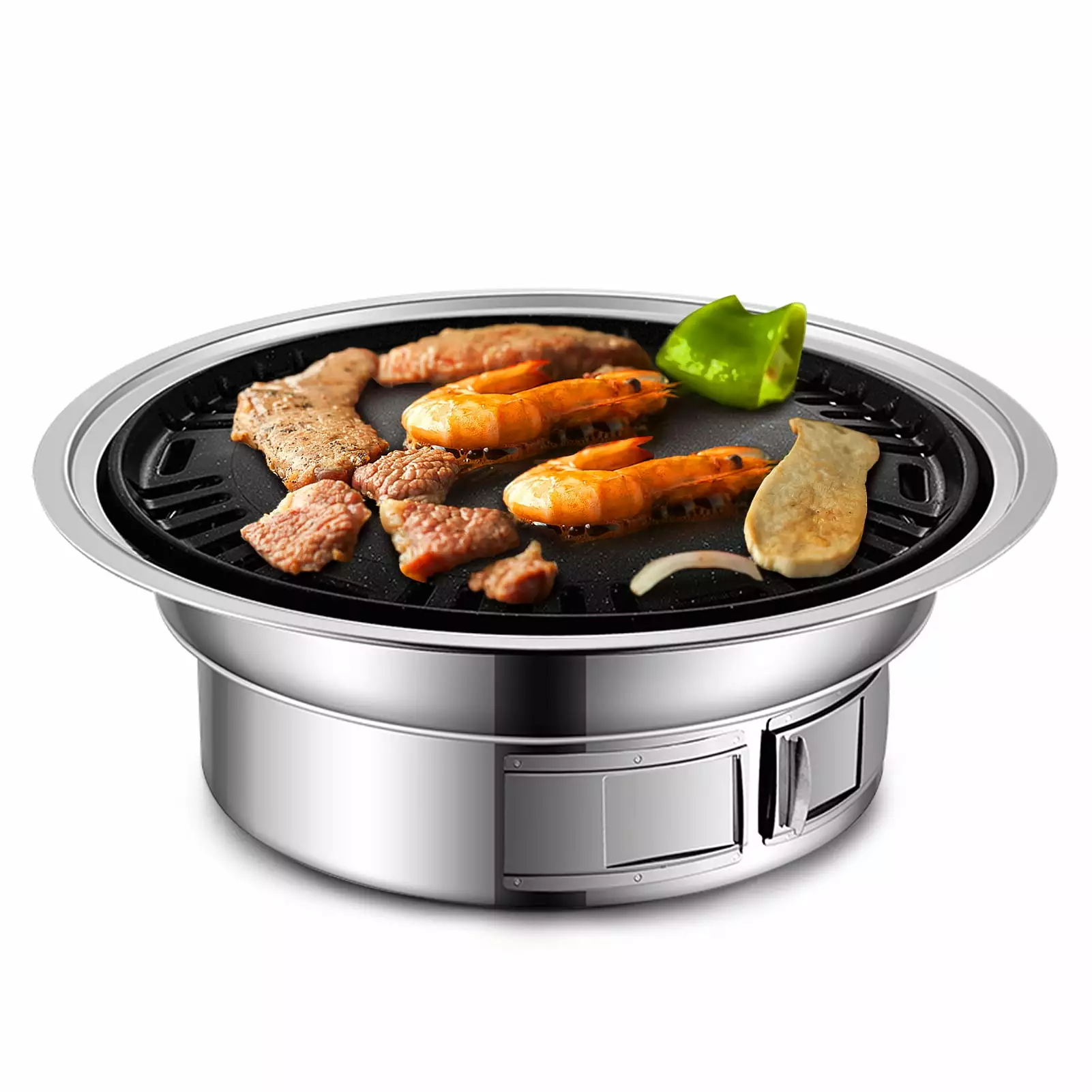 Htovila Travel-friendly Stainless Steel BBQ Stove Outdoor Non-Stick Korean Barbecue Grill