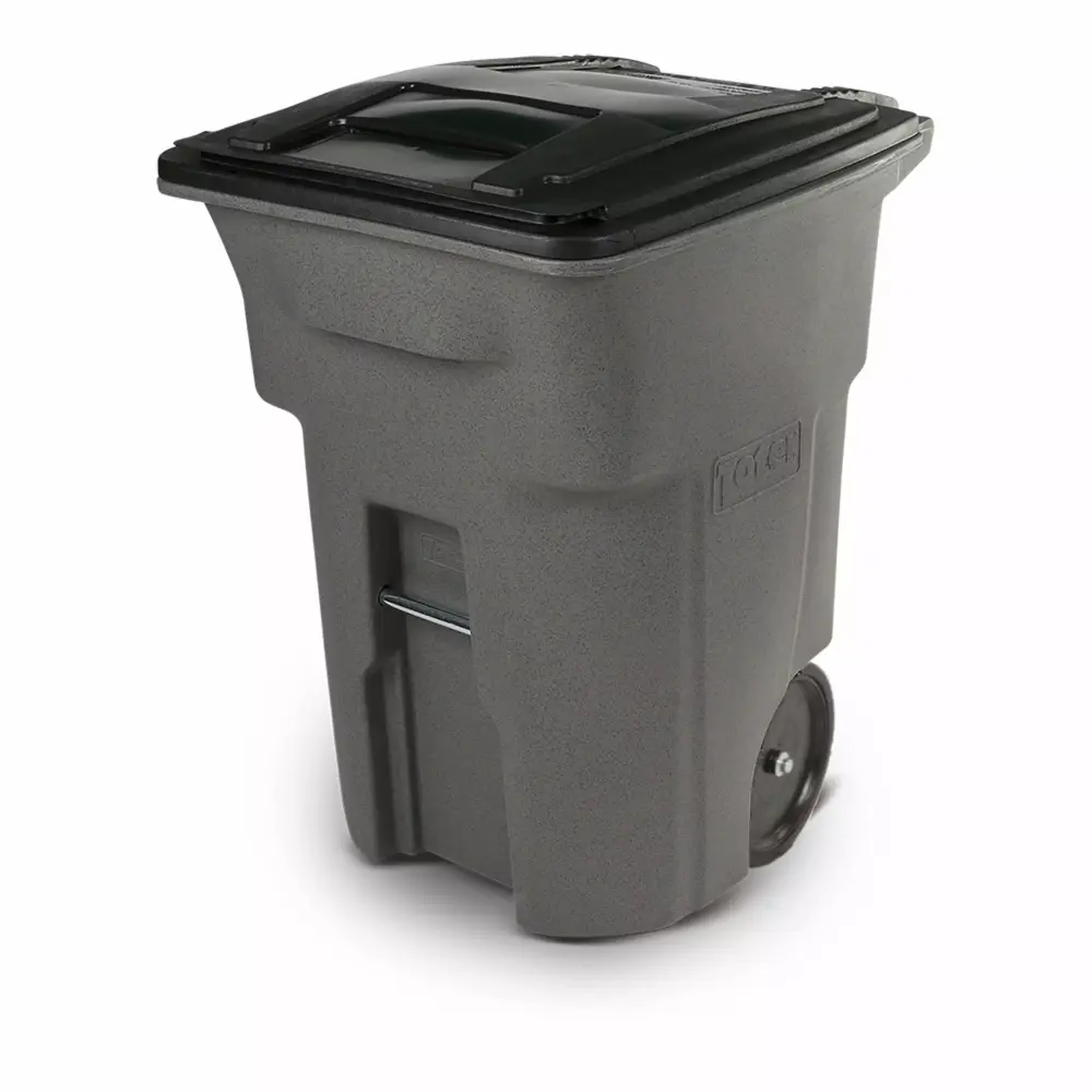 Toter 96 Gallon Trash Can Graystone Quiet Wheels and Lid
