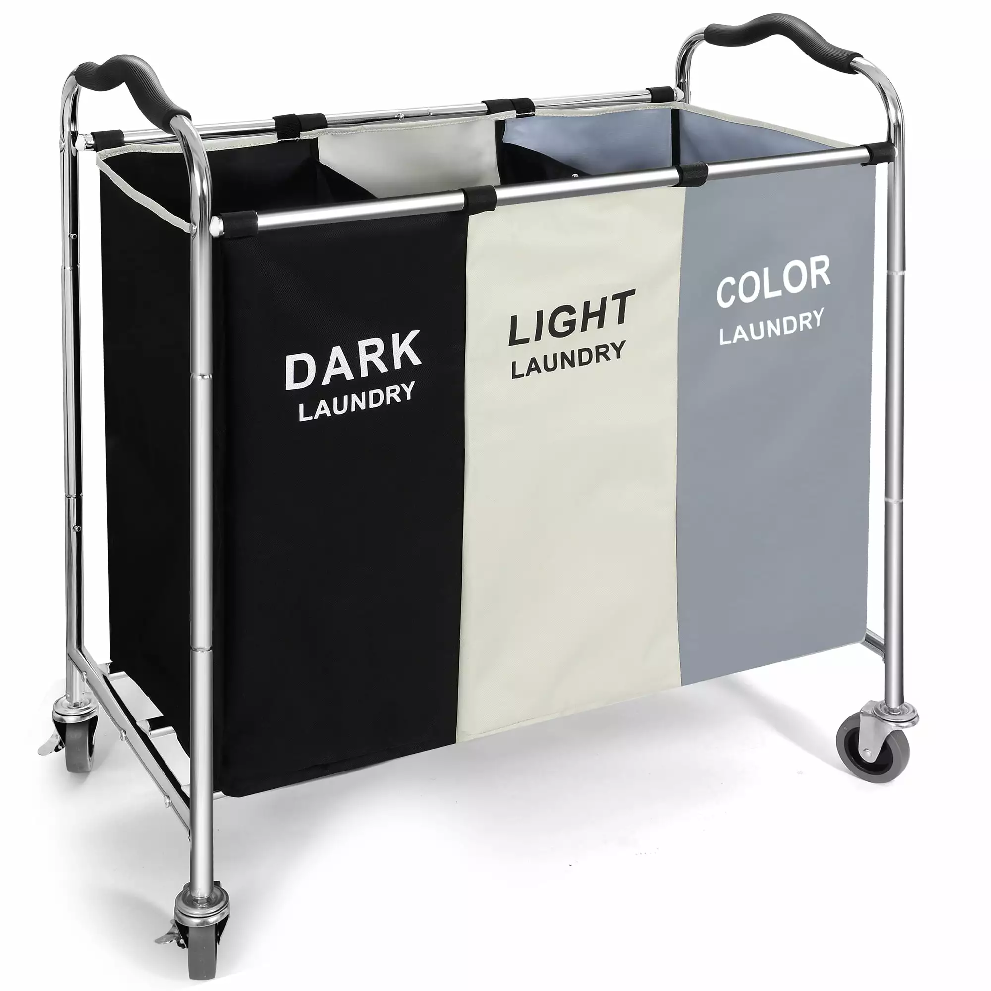 BRIGHTSHOW 240L Laundry Sorter Stainless Steel Wheels 16 X 30 X 35in Laundry Bin Home