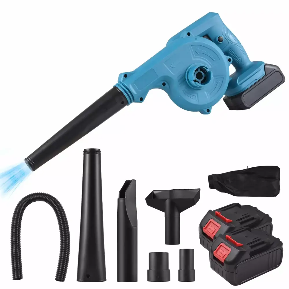 21V Cordless Blower and Vacuum Cleaner 2 Batteries Lawn Care and Dust Cleaning 1500mah