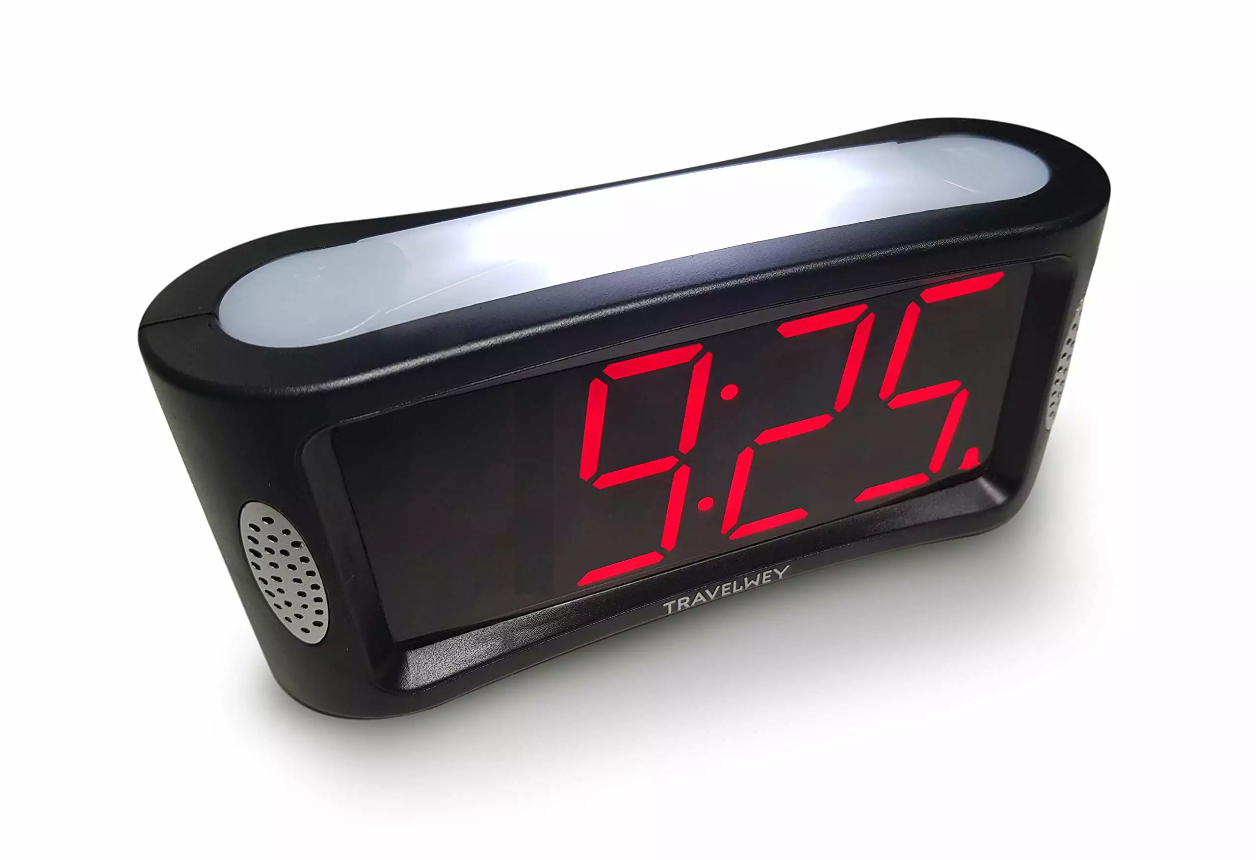 Digital Alarm Clock Large Night Light Full Range Brightness Dimmer Big Red LED Display Travelwey