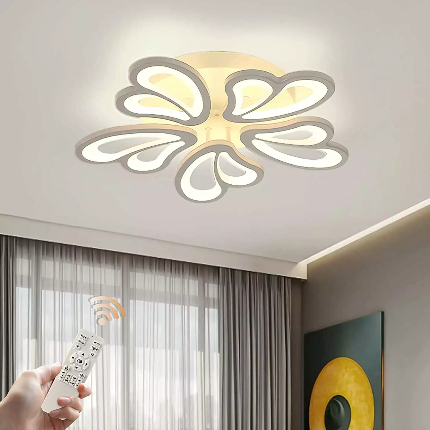 Ganeed Modern Ceiling Light Dimmable LED Chandeliers Flush Mount Ceiling Lights Fixture Acrylic 5 Lights Head Leaf Ceiling...