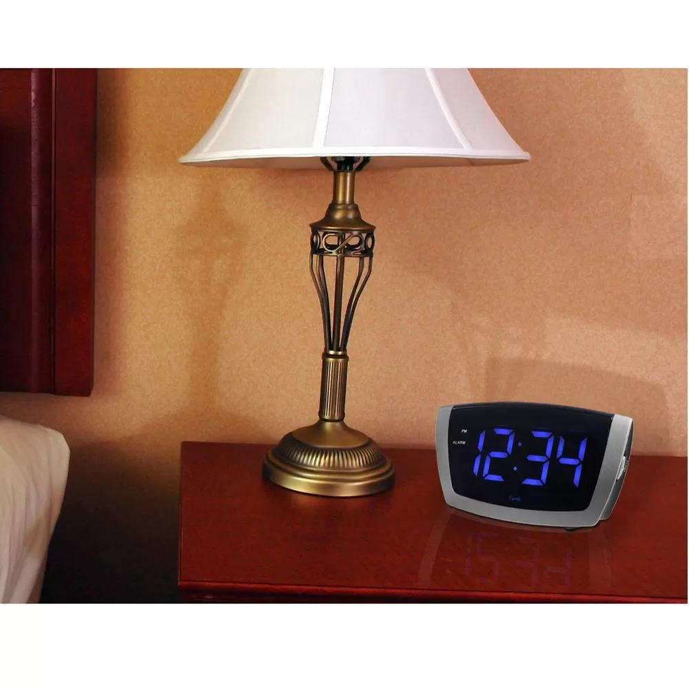 Equity La Crosse Large 1.8 Inch Blue LED Electric Alarm Table Clock USB Port