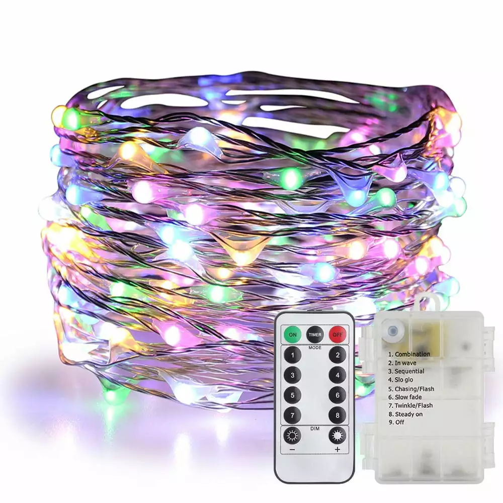100 LED String Lights 33ft Waterproof Christmas Lights Remote Control Fairy Lights Patio Backyard Garden Wedding Bedroom Q...
