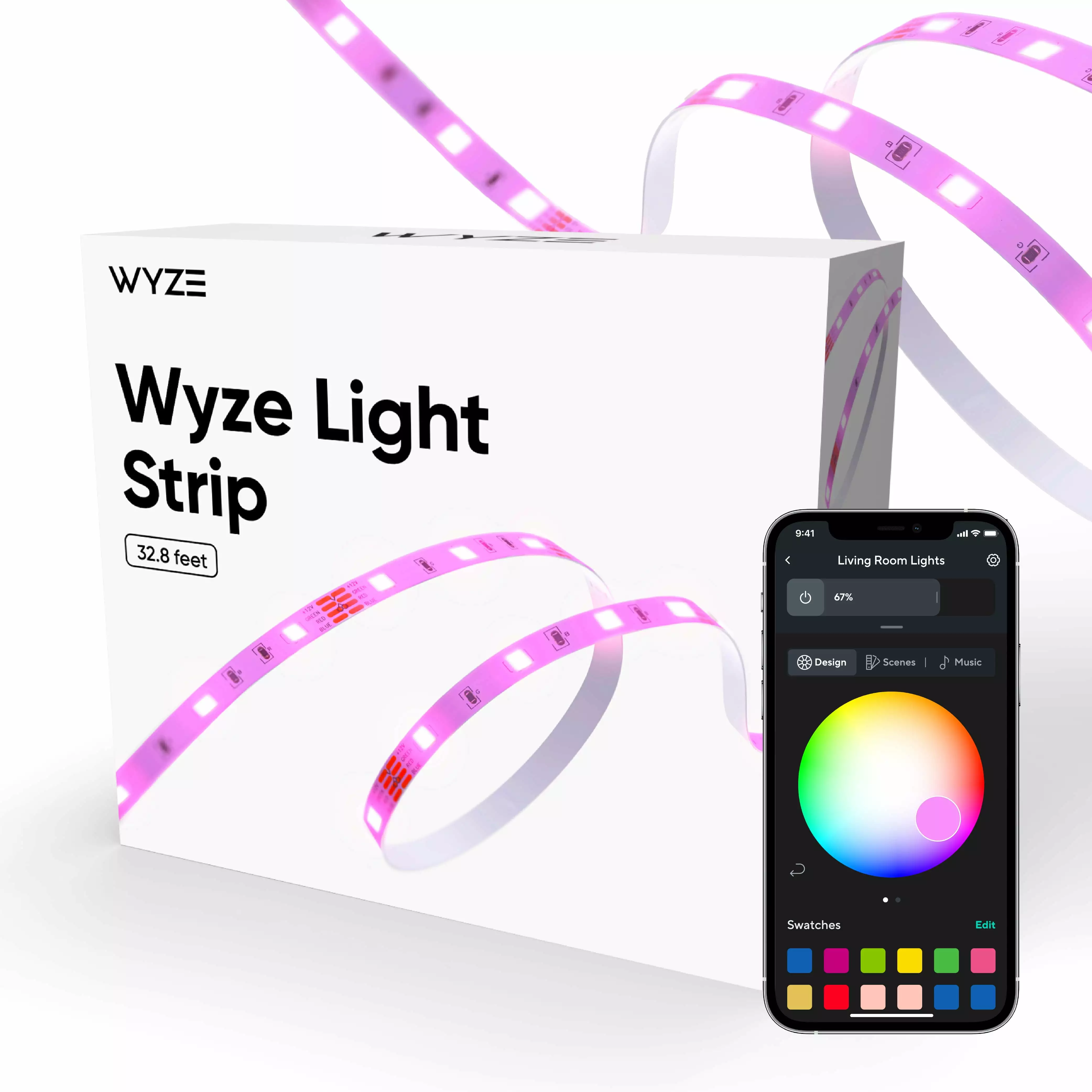 Wyze Light Strip 16.4 Feet Smart LED Strip Light Color Changing Options