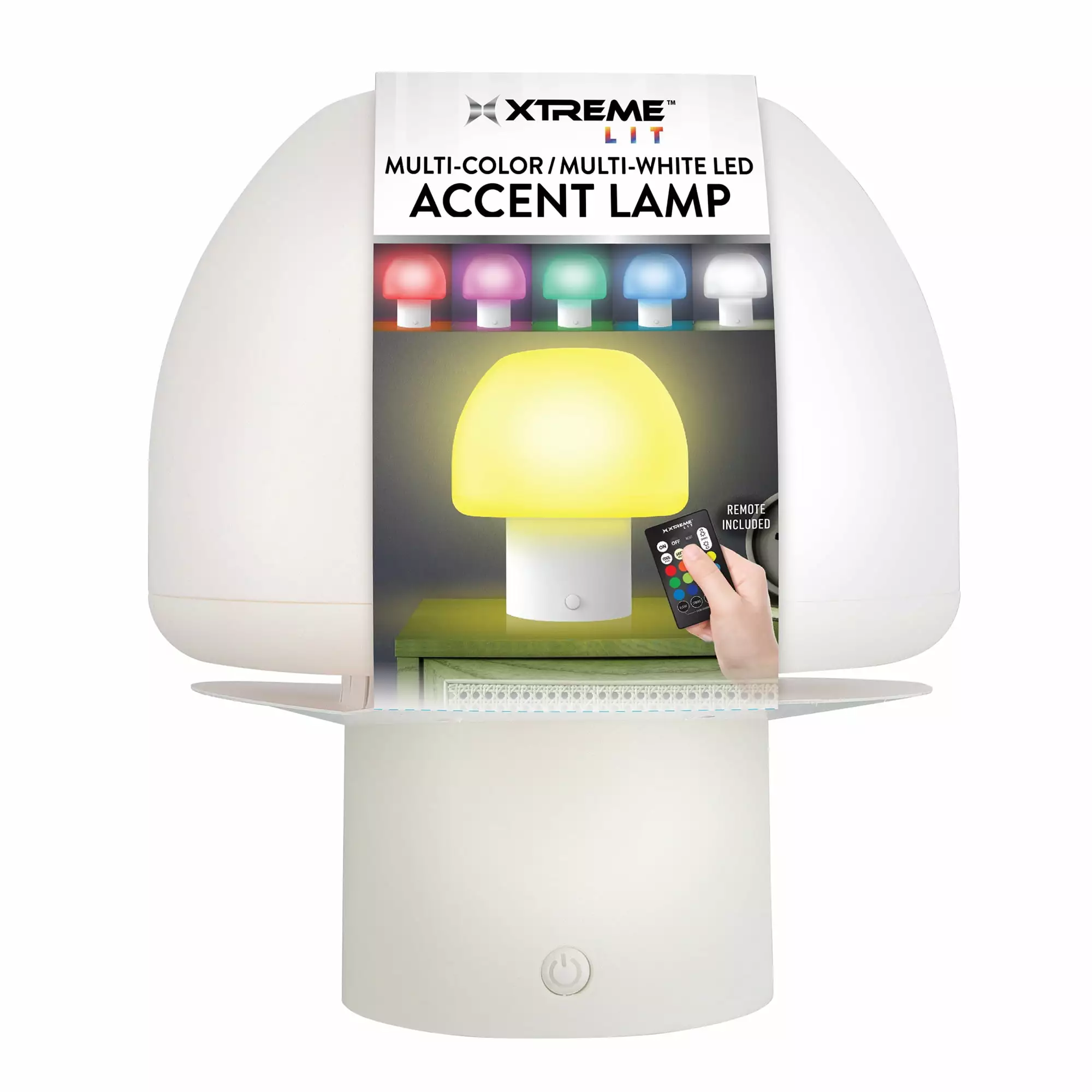 Xtreme Lit New Multi-Color Multi-White LED Accent Mushroom Lamp White Base Remote Control Home Decor