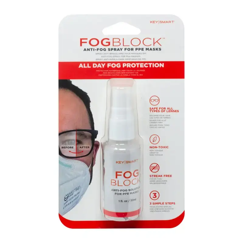 KeySmart FogBlock Anti-Fog Liquid 1 oz Pack 6 Glasses and Goggles