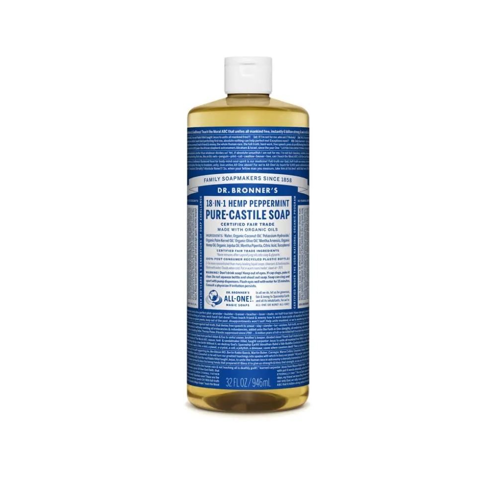 Dr. Bronner's Pure-Castile Liquid Soap Peppermint 32 Oz Organic Vegan