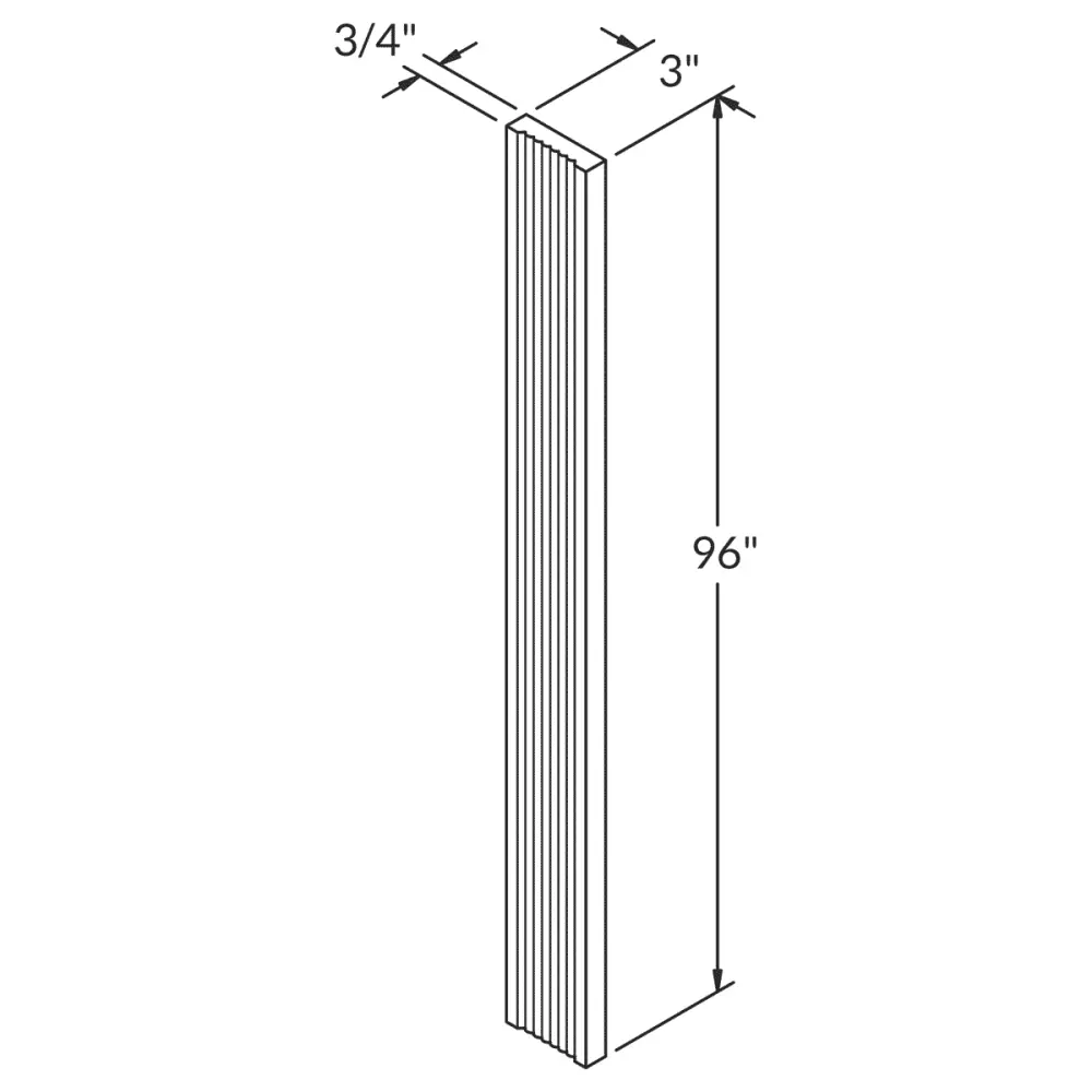 Straight Fluted Filler FF396 Newport LessCare 3 . width 96 . height 0.75 . depth