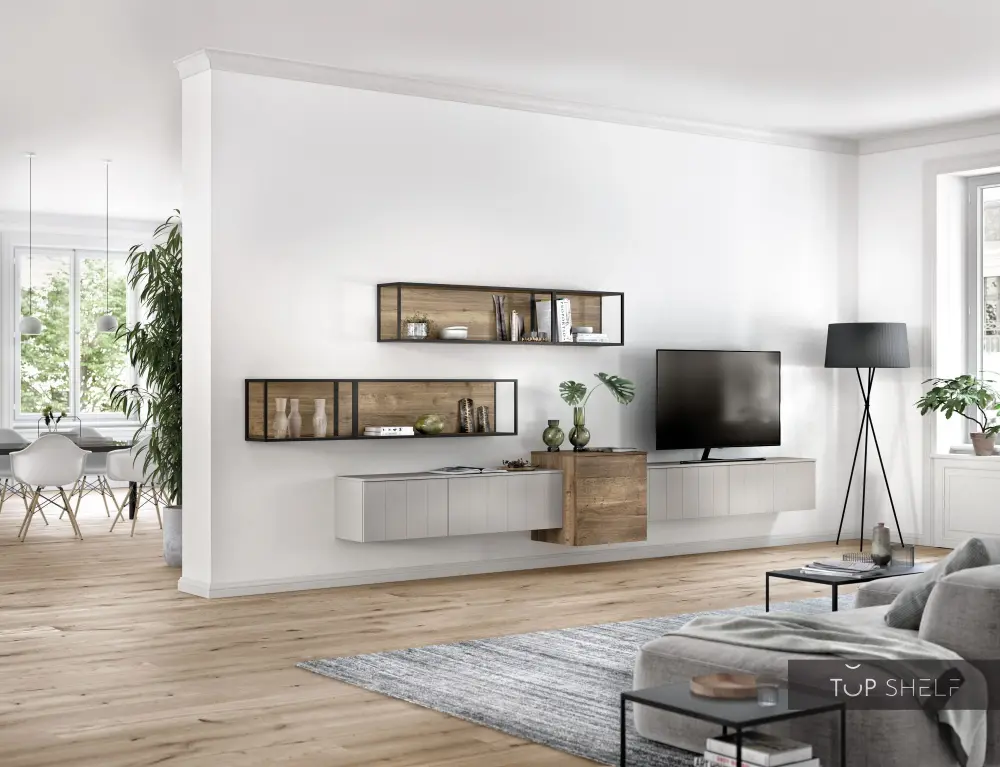 nobilia living wall lowboards living room adjust 450 cm GENT 741 stone gray