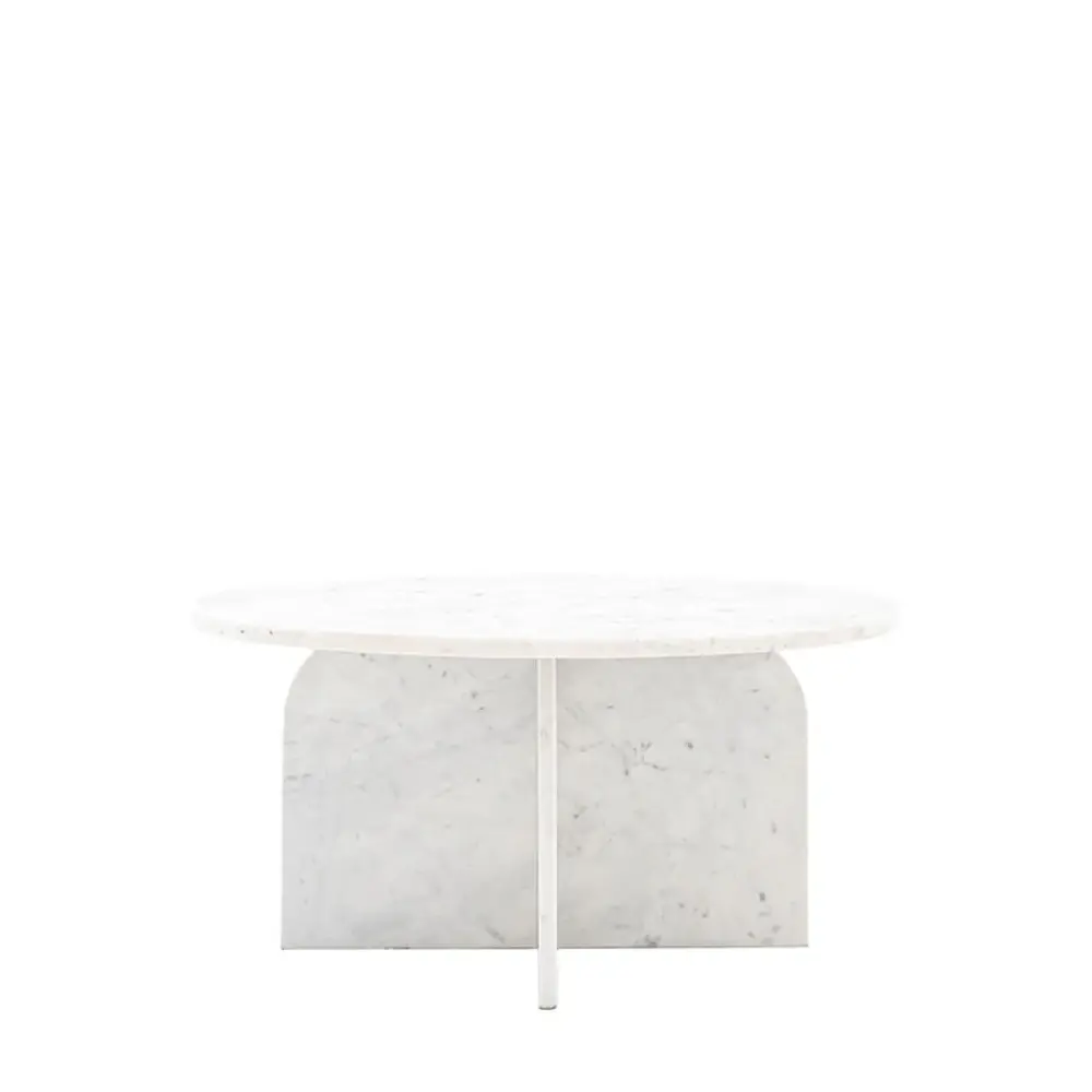 Aluna Marble Round Coffee Table - Snow