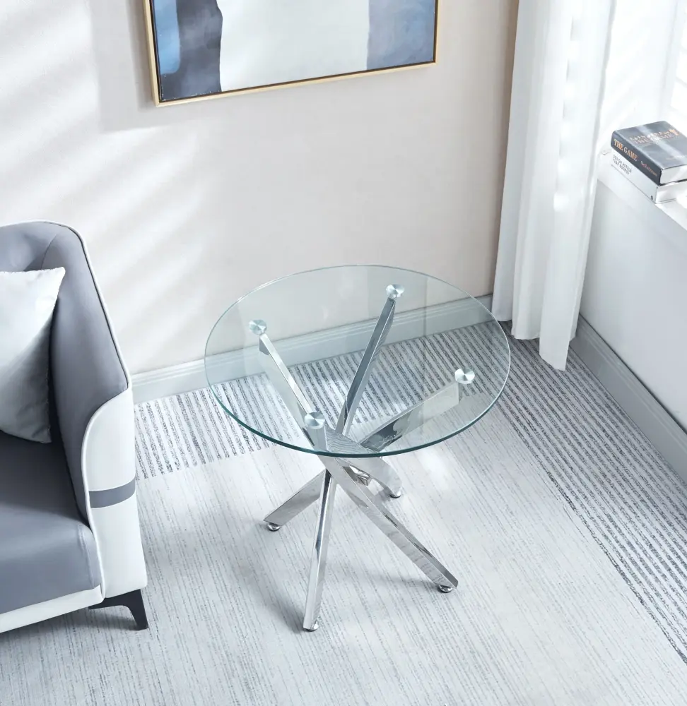 Modern Round Tempered Glass Table Legs