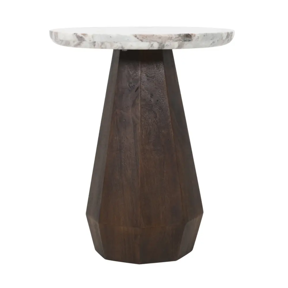 Oberoy Round Marble End Table 45cm - Cocoa