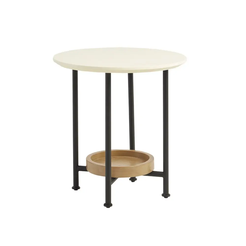 Oval End Table - Pearl / Natural