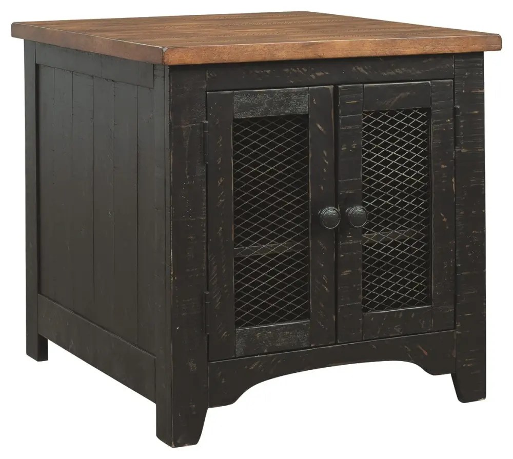 Valebeck - Rectangular End Table - Black / Cocoa