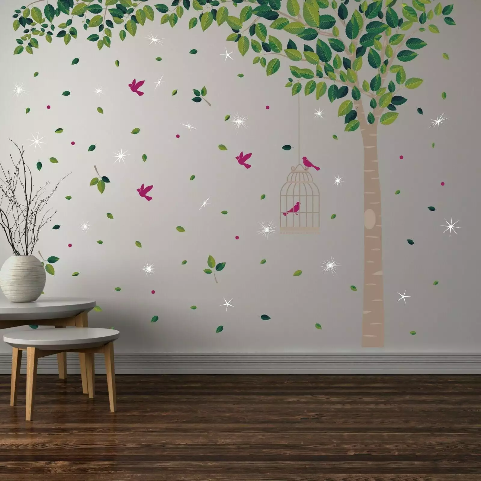 Walplus Green Tree Peel and Stick Wall Decals Swarovski Crystals