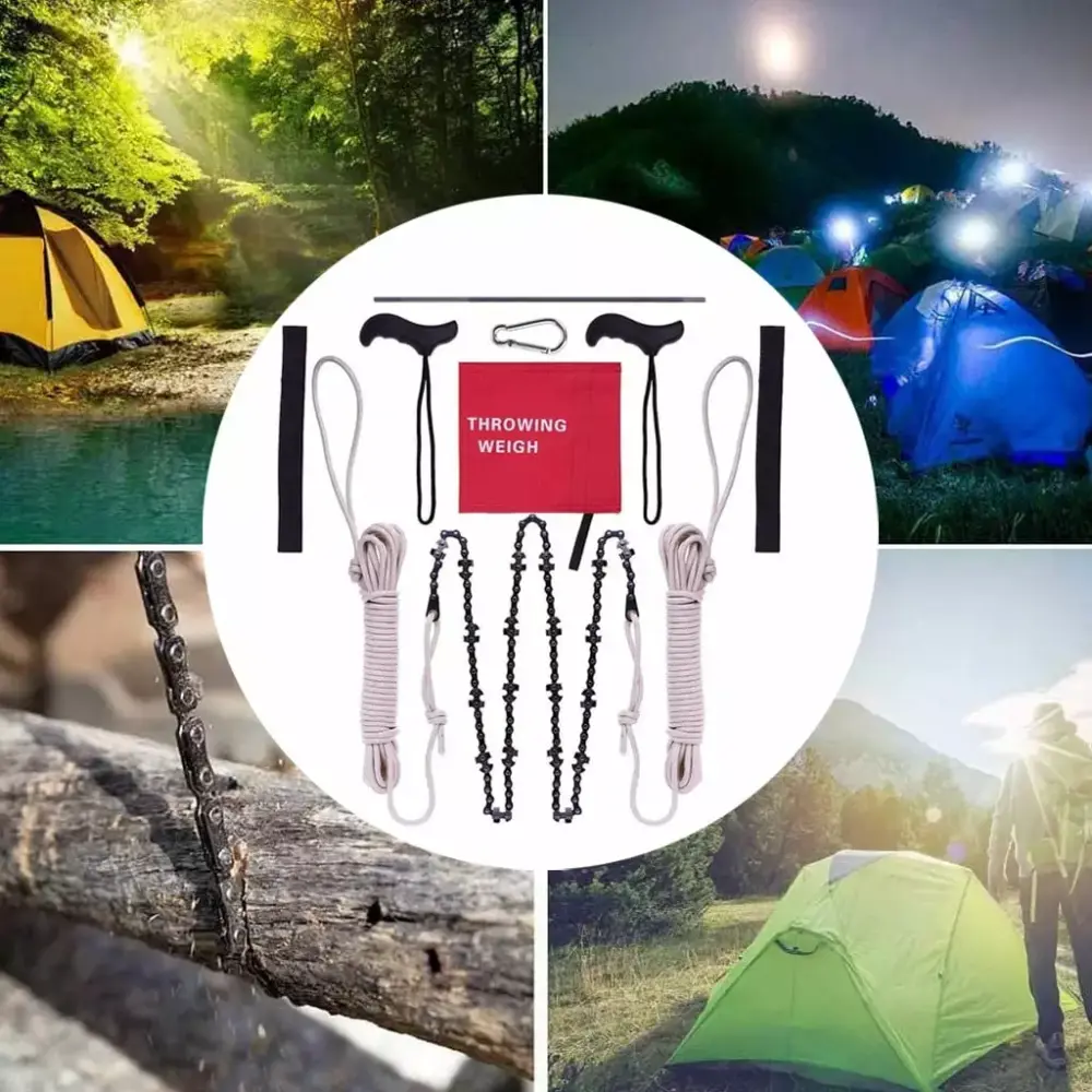 Camping Gear High-Limb Rope Chain Saw 48inch Chain Tree Cutter Trimmer Garden Clearance