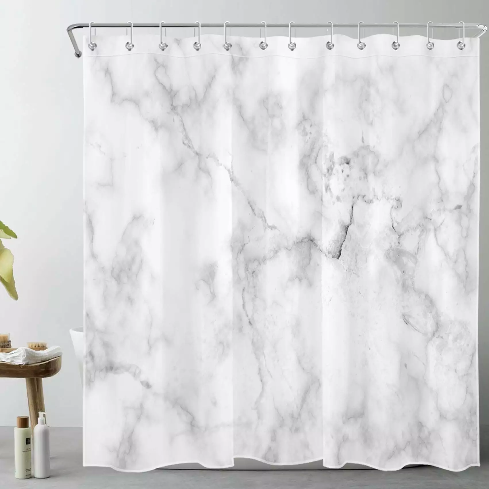 HVEST Grey and White Marble Shower Curtain Modern Abstract Marble Texture Minimalist Art Polyester Fabric 72X78 Inch