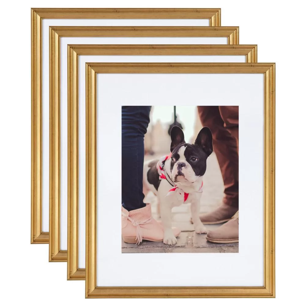 Kate and Laurel Adlynn 11x14 Matted to 8x10 Gold Picture Frames Set 4